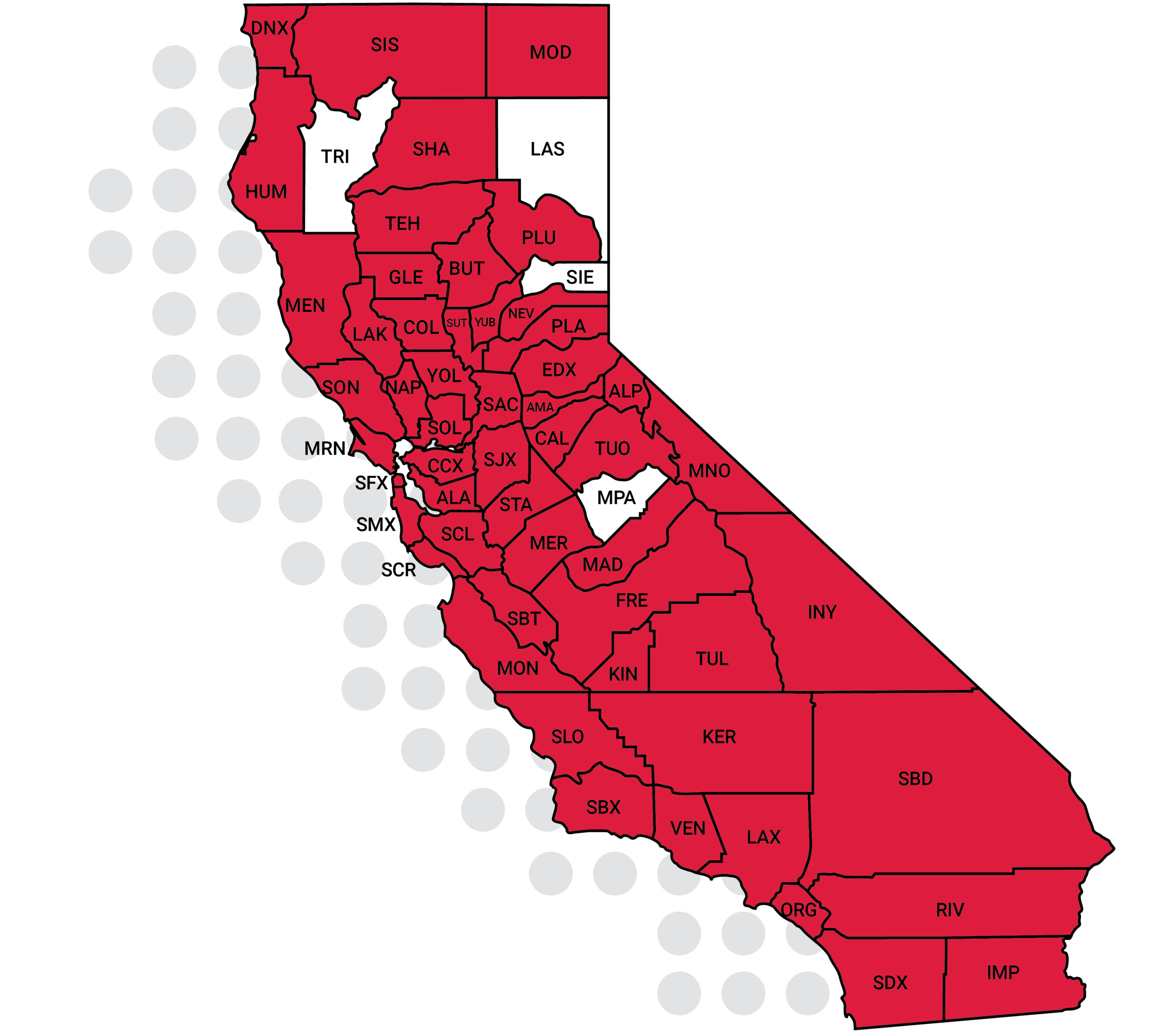 California map showing PQ Zoning coverage by county with color-coded legend