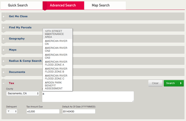 Tax assessment records including delinquent taxes and tax bill line items in PQ Online