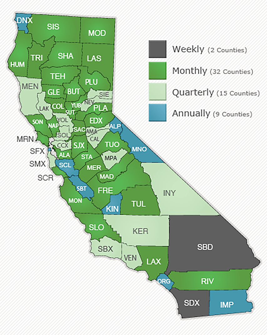 Chart showing ParcelQuest APN map update frequency compared to competitors