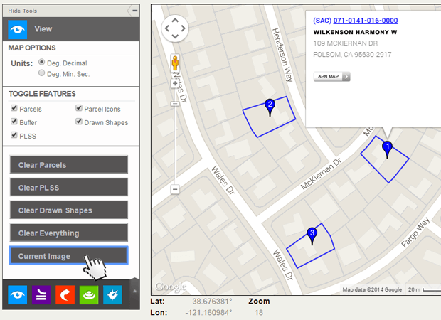 Save current image feature creating an aerial photo with parcel overlays