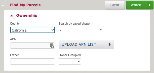 ParcelQuest property owner statewide search by APN, name, or saved shape