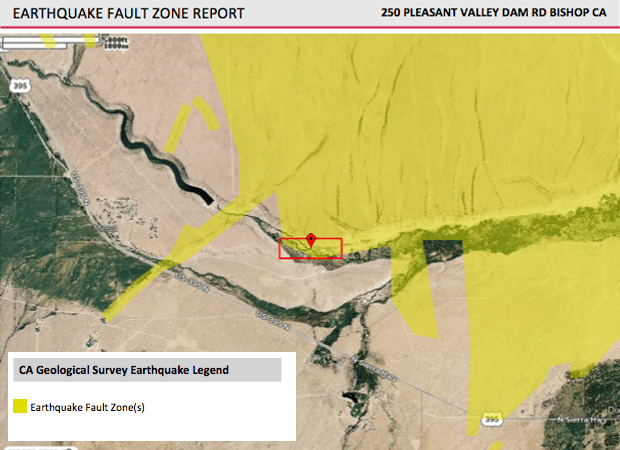 Earthquake Fault Zone report from U.S. Geological Survey